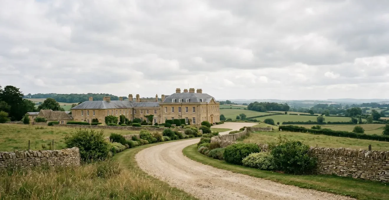 Wide panoramic view of British art destination with historical architecture and cultural landmarks